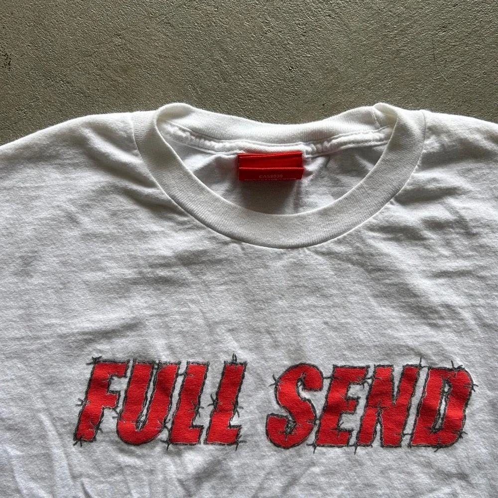 Full Send Barbed Wire Shirt Size Large‎ White Logo Nelk Boys